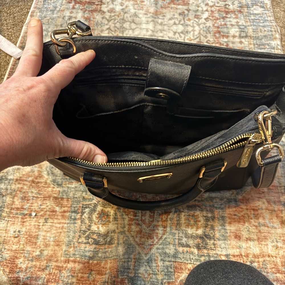 Michael Kors Black Satchel with shoulder strap & gold hardware - Picture 5 of 5